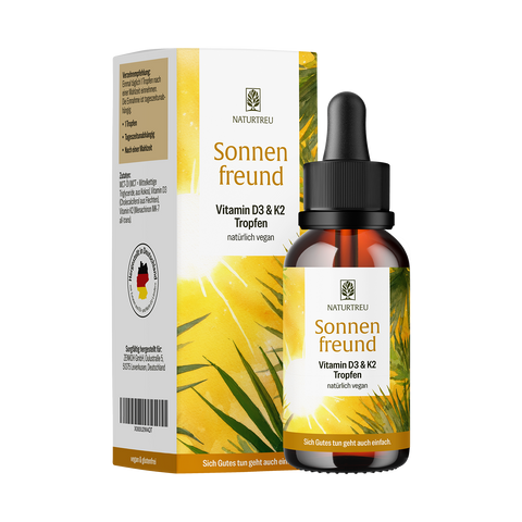 Sonnenfreund von NATURTREU, 1.200 Vitamin D3 K2 Tropfen – Langzeitvorrat für mehr als 1 Jahr.