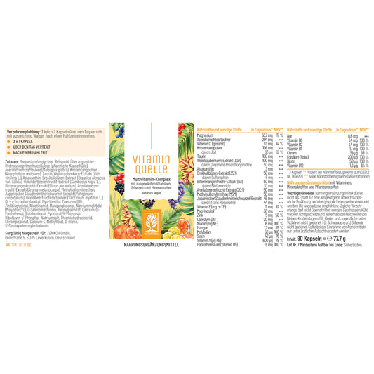 Vitaminquelle: All in One Multivitamin mit 35 Vitaminen, Pflanzen- & Mineralstoffen