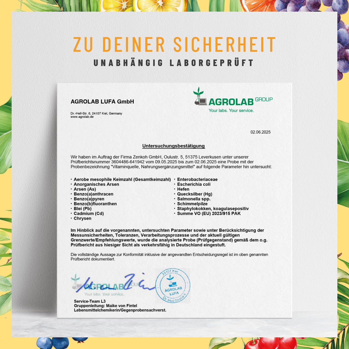 Vitaminquelle Multivitamin-Komplex Laborzertifikat 