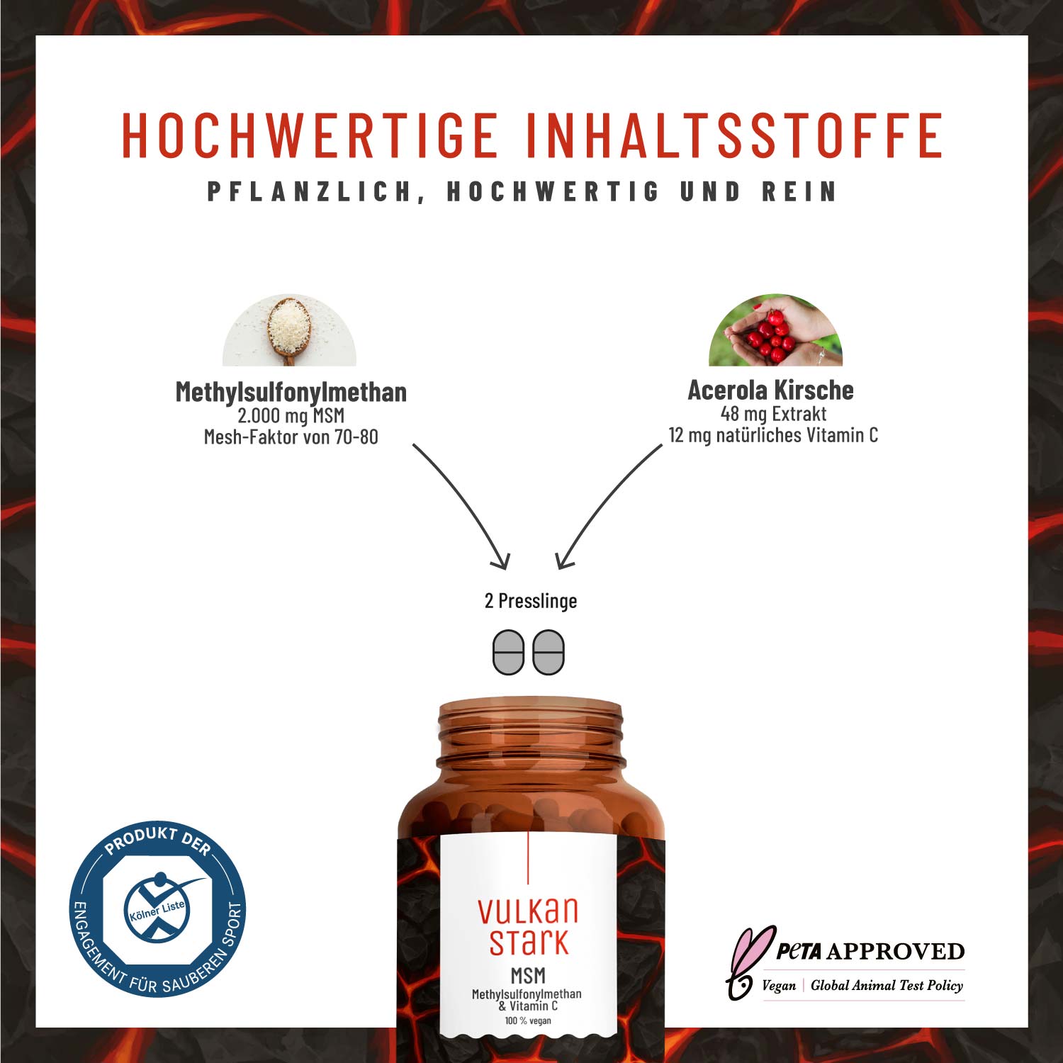 Vulkanstark MSM Hochwertige Inhaltsstoffe 