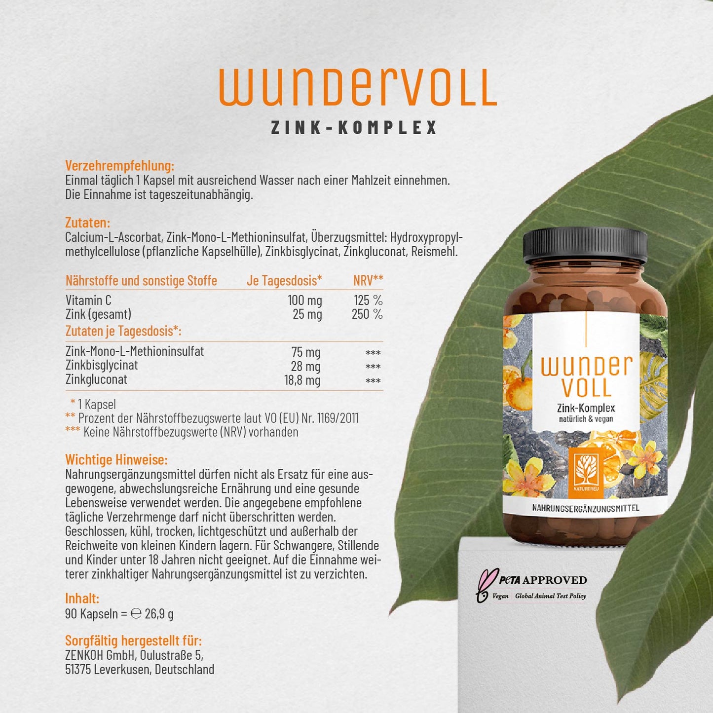 Wundervoll Zink-Komplex Etikett