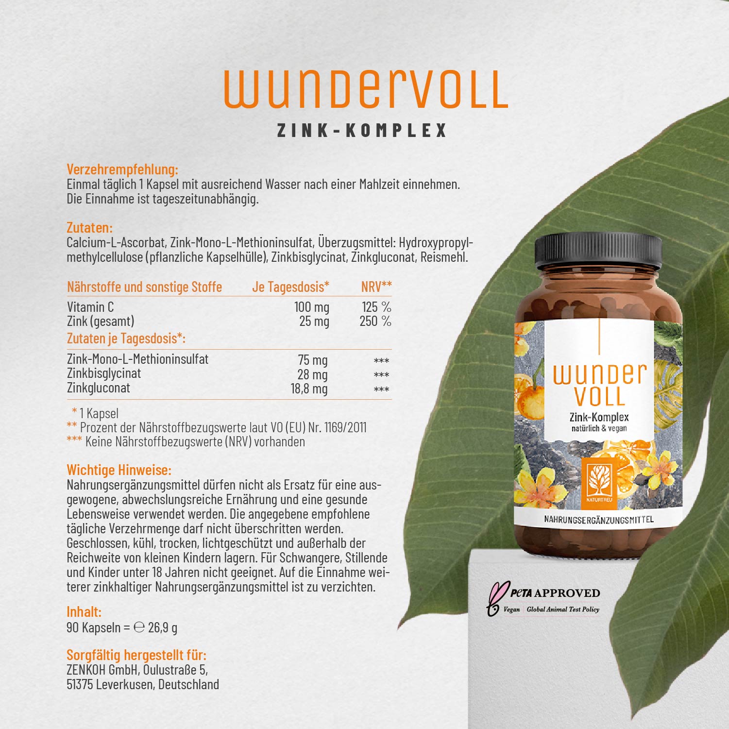 Wundervoll Zink-Komplex Etikett