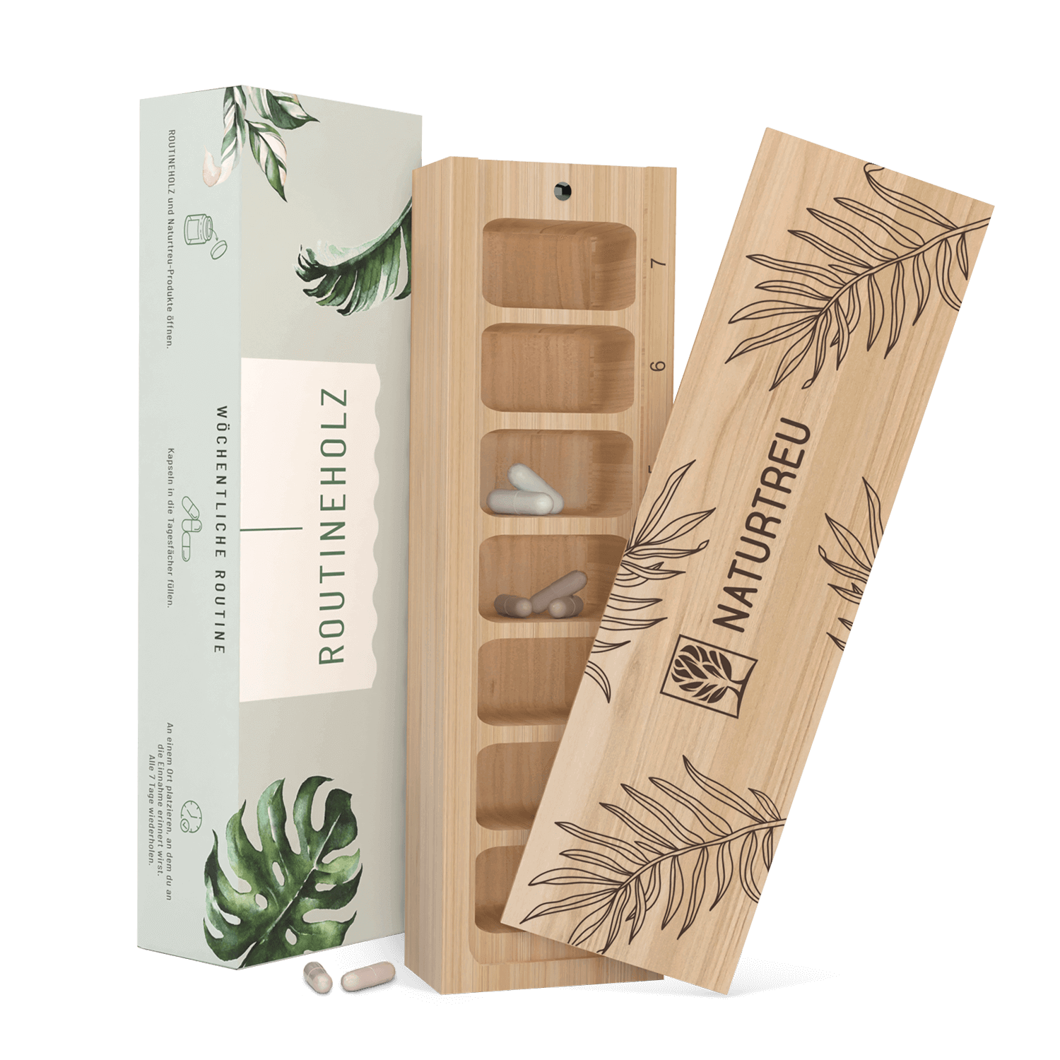 Routineholz · Nachhaltige Pillendose für 7 Tage von NATURTREU